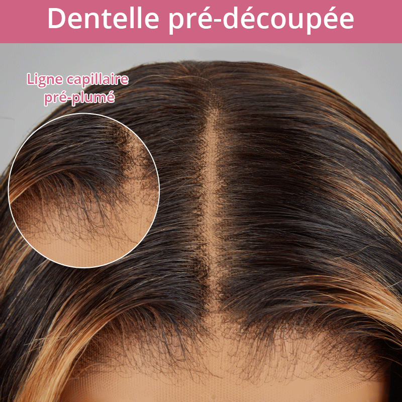 9x6 Glueless Frange Couches Blonde Highlight Perruque Sans Colle Body Wave