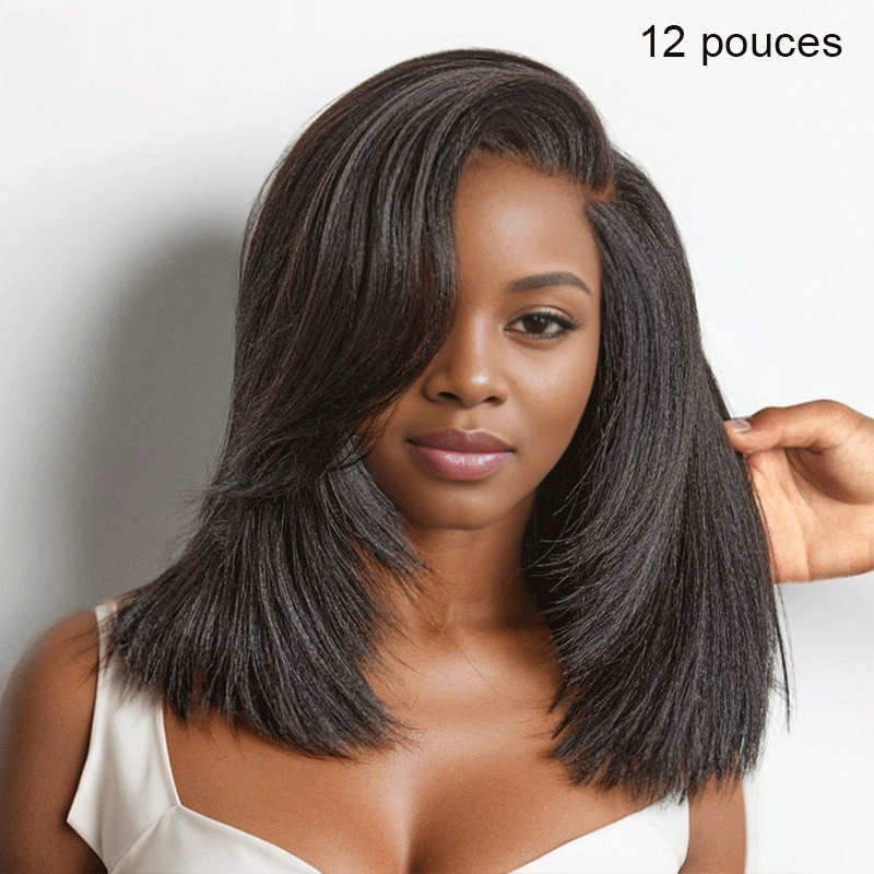 9x6 Glueless Couche Yaki Lisse Bob Perruque Sans Colle Wear Go Pour Débutants