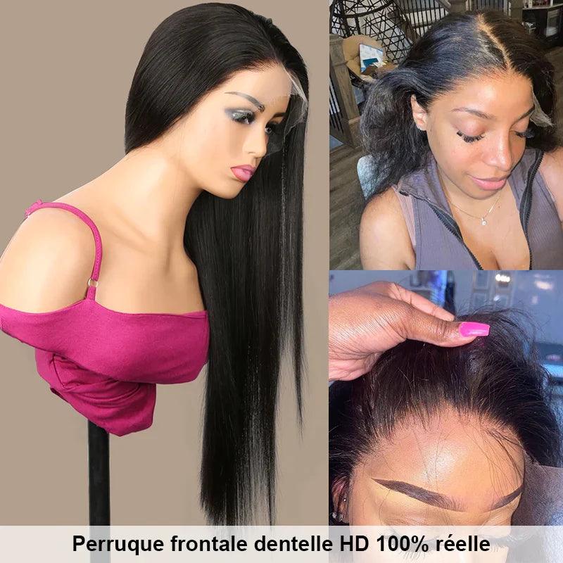 13x4 13x6 HD Lace Front Perruques Cheveux Humains Brésilienne Straight Lisse - hjweavebeauty