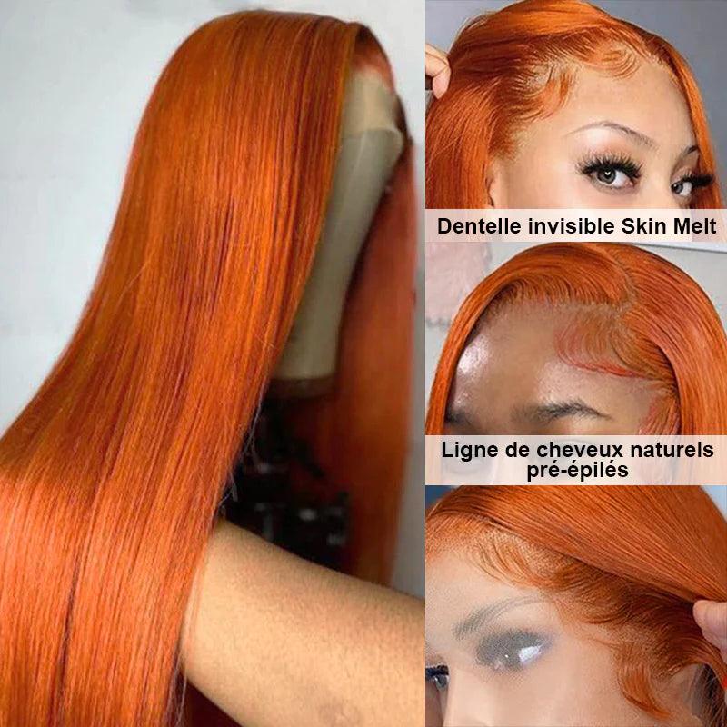13x4 Ginger Lace Front Perruques Cheveux Humains Brésilien Straight - hjweavebeauty