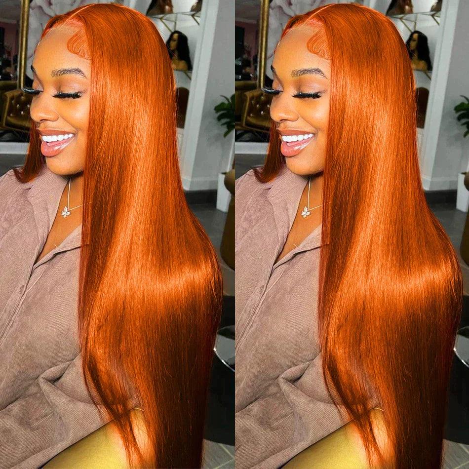 13x4 Ginger Lace Front Perruques Cheveux Humains Brésilien Straight - hjweavebeauty