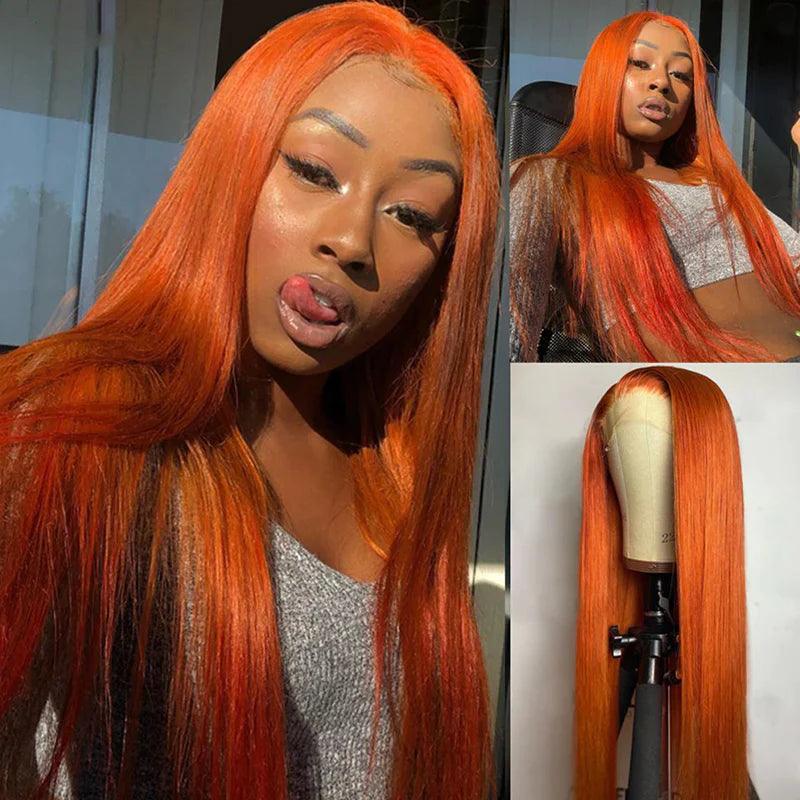13x4 Ginger Lace Front Perruques Cheveux Humains Brésilien Straight - hjweavebeauty