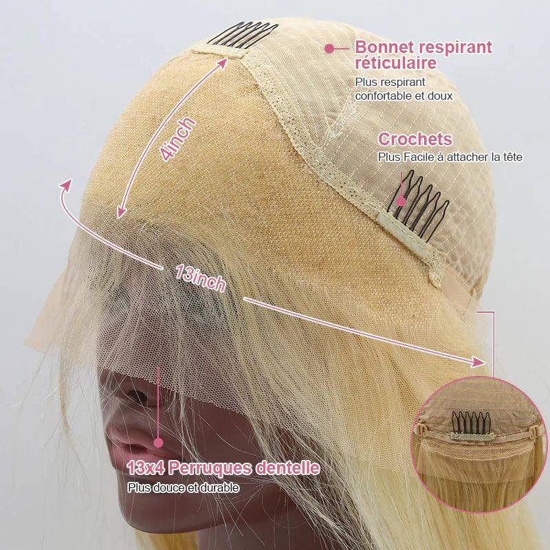 13x4 Perruques Ombre Blondes Droites Brésiliennes En Cheveux Humains - hjweavebeauty