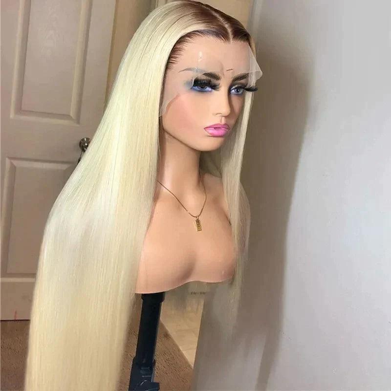 13x4 Perruques Ombre Blondes Droites Brésiliennes En Cheveux Humains - hjweavebeauty