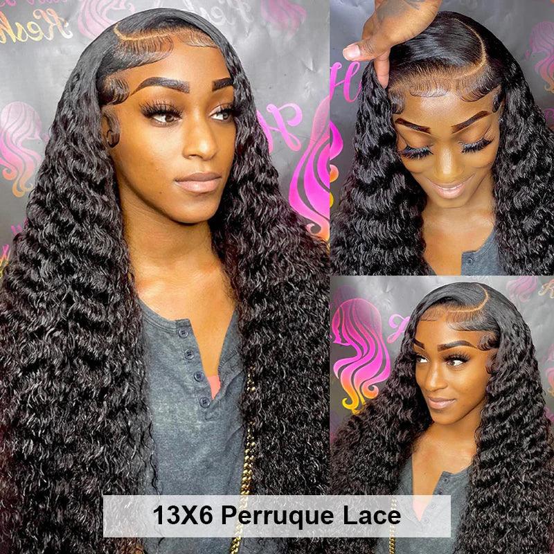 13x6 Lace Front Perruques Cheveux Humains Brésilien Curly Wave - hjweavebeauty