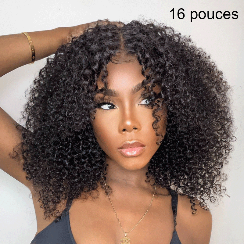 9x6 Glueless Rebondissement Kinky Curly Perruque Sans Colle 250%Densité