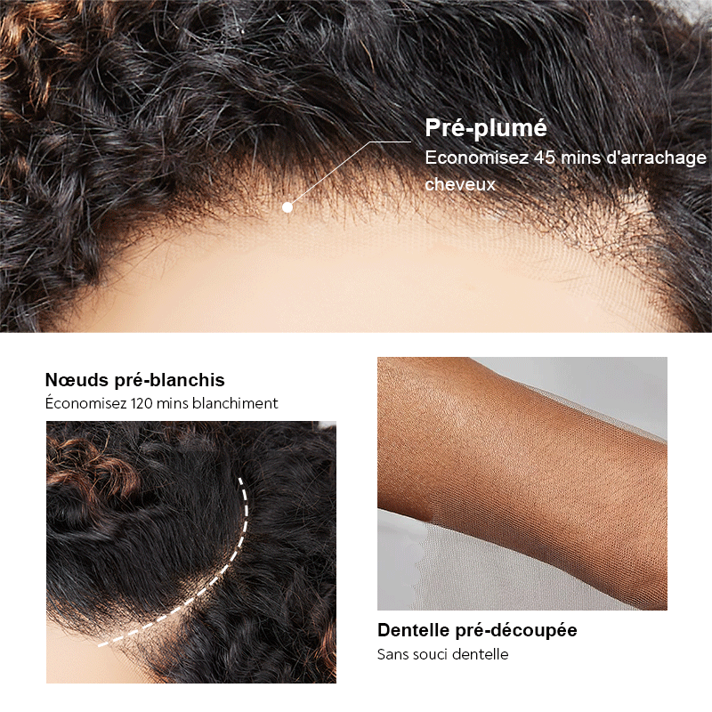Last 5 Prix Liquidation 250% Density 9x6 Glueless Marron Highlight Bob Perruque Sans Colle Kinky Curly