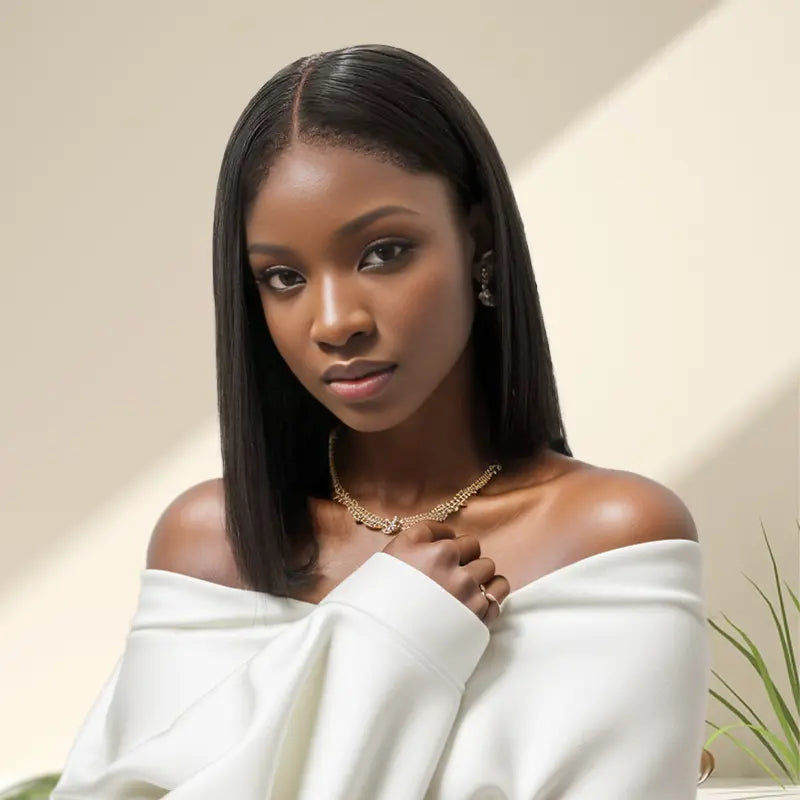 9x6 Glueless Cheveux Crépus Bob Perruque Sans Colle Prédécoupage Lisse 4C Edeges