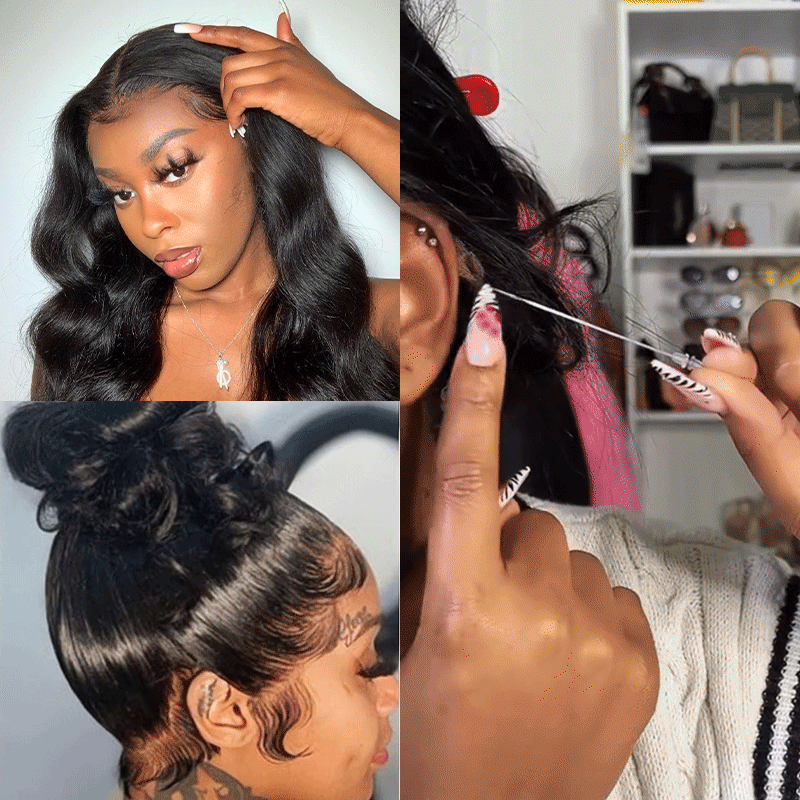 Perruque Lace ont Wig Body Wave brésilienne naturelle, cheveux humains, 13x4 Hd, pre plucked Perruque Lace ont Wig Body Wave brésilienne naturelle, cheveux humains, 13x4 Hd, pre plucked