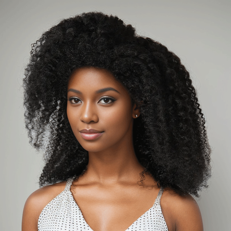 13x4 Glueless Kinky Curly Perruque Sans Colle Frontale Wig 2 Styles