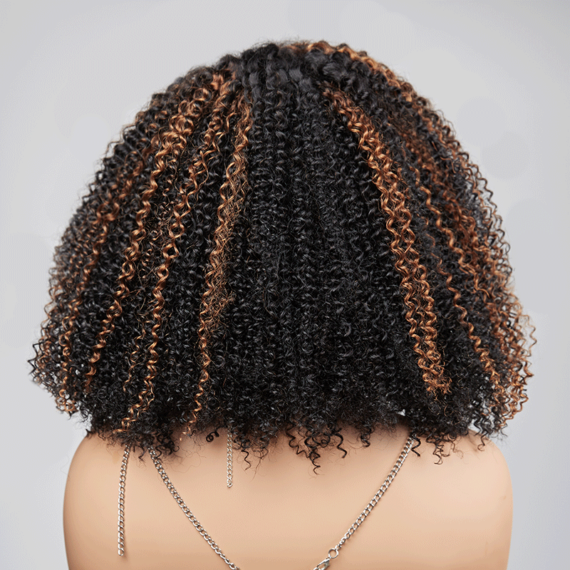 Last 5 Prix Liquidation 250% Density 9x6 Glueless Marron Highlight Bob Perruque Sans Colle Kinky Curly
