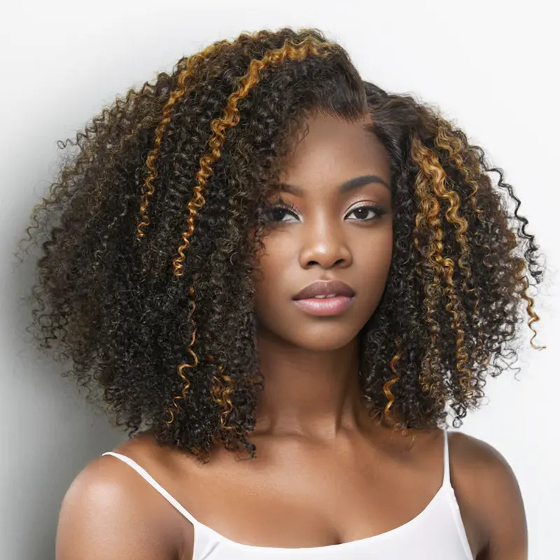 Last 5 Prix Liquidation 250% Density 9x6 Glueless Marron Highlight Bob Perruque Sans Colle Kinky Curly