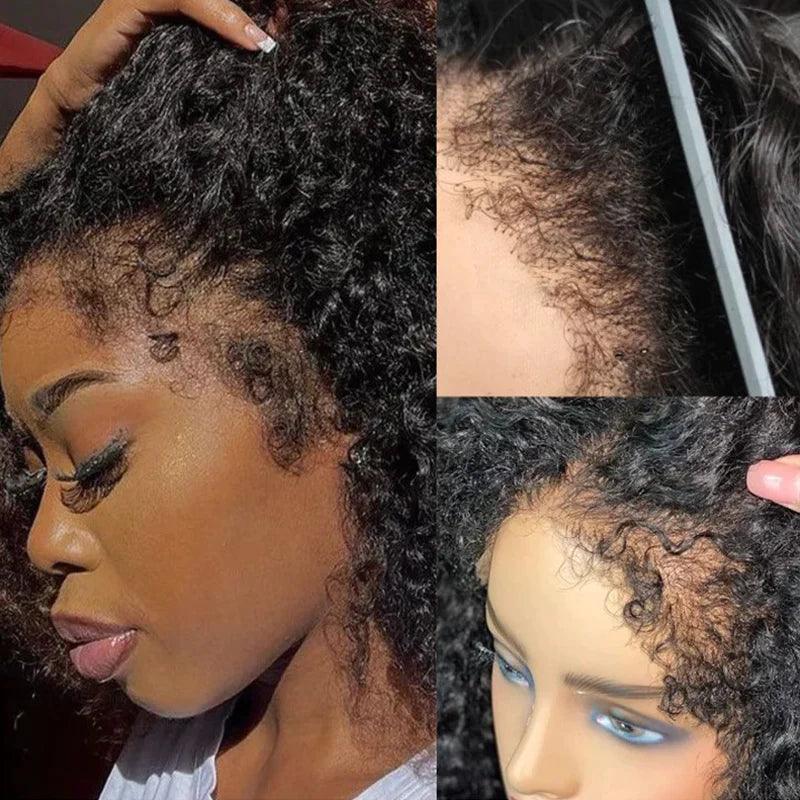 4C edges wig perruque cheveux humains bouclés HD perruque frontale dentelle - hjweavebeauty