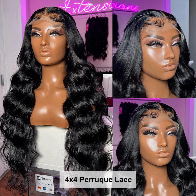 4x4 Perruques Cheveux Humains Lace Closure Brésilien Body Wave Tissage - hjweavebeauty