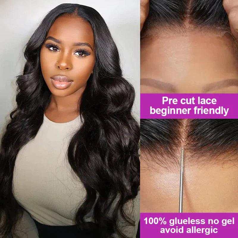 5X5 Glueless Perruque Sans Colle Wear Go Cheveux Humains Brésilien Body Wave Tissage - hjweavebeauty