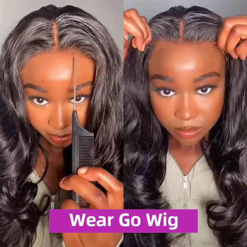 5X5 Glueless Perruque Sans Colle Wear Go Cheveux Humains Brésilien Body Wave Tissage - hjweavebeauty