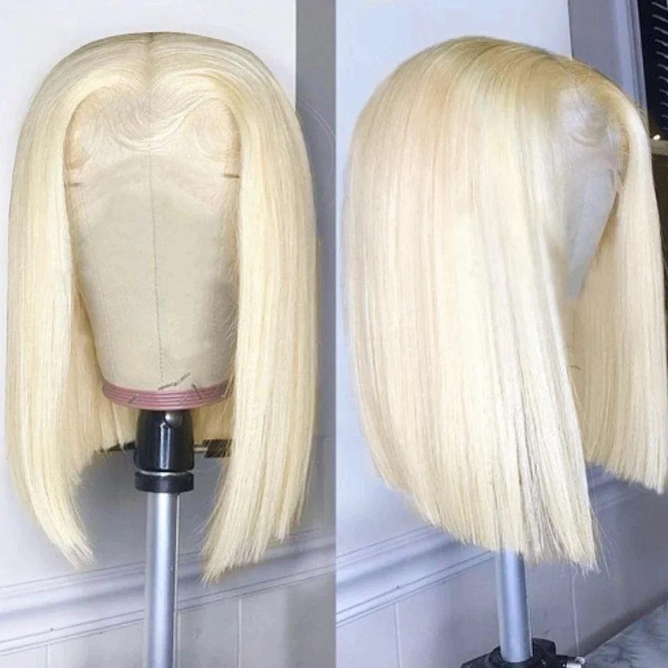 613 Blonde Bob Perruques Cheveux Humains Raides Brésiliens - hjweavebeauty