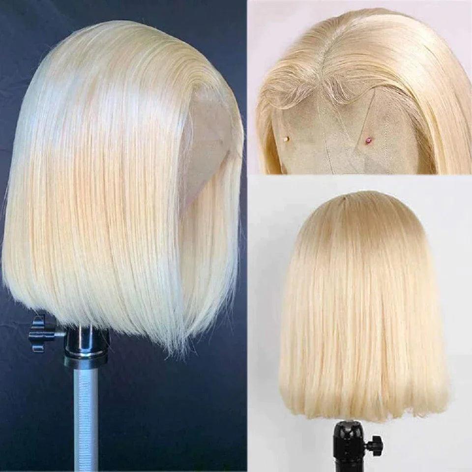 613 Blonde Bob Perruques Cheveux Humains Raides Brésiliens - hjweavebeauty