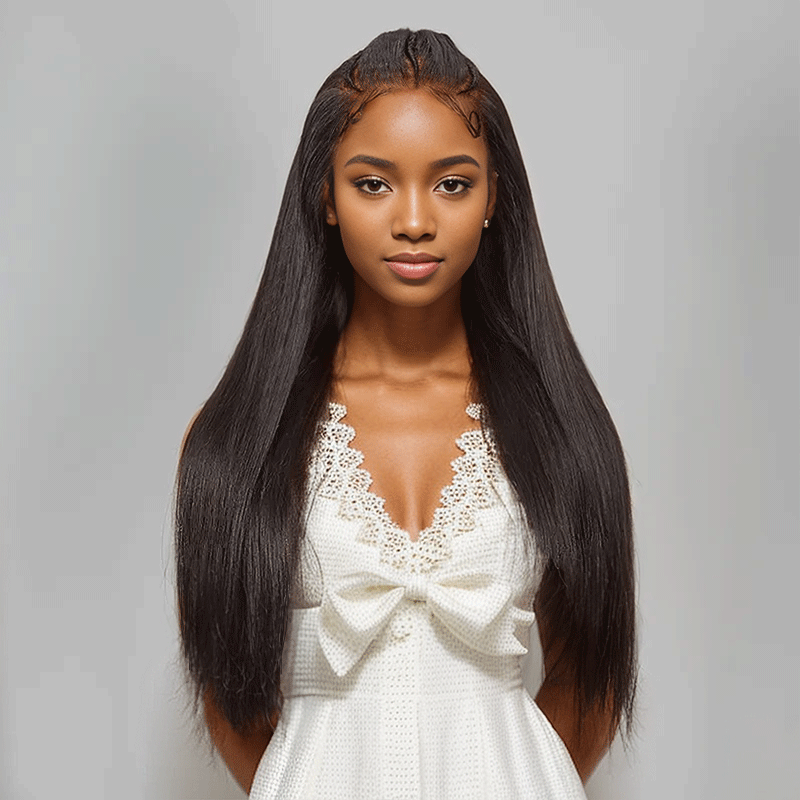 13x4 Dentelle La Mode Perruque Pré Tressée Cheveux Humains Lisse