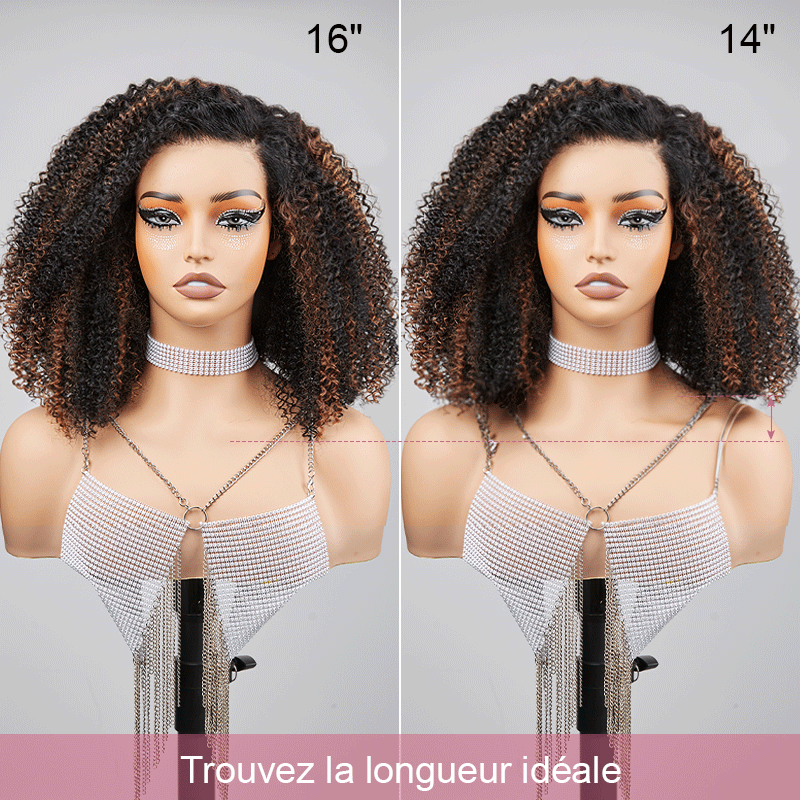 Last 5 Prix Liquidation 250% Density 9x6 Glueless Marron Highlight Bob Perruque Sans Colle Kinky Curly