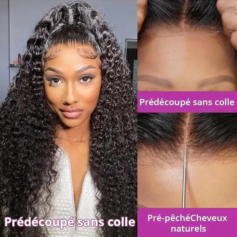 7X5 Glueless Upgraded Bleached Knots Wear Go Bouclé Perruque cheveux humains - hjweavebeauty