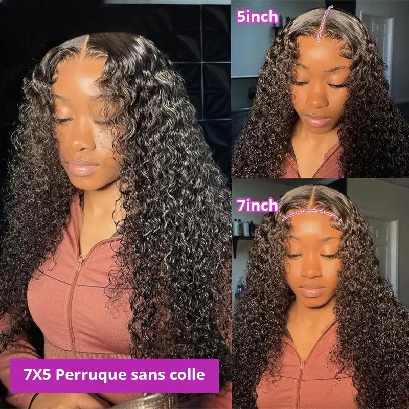 7X5 Glueless Upgraded Bleached Knots Wear Go Bouclé Perruque cheveux humains - hjweavebeauty