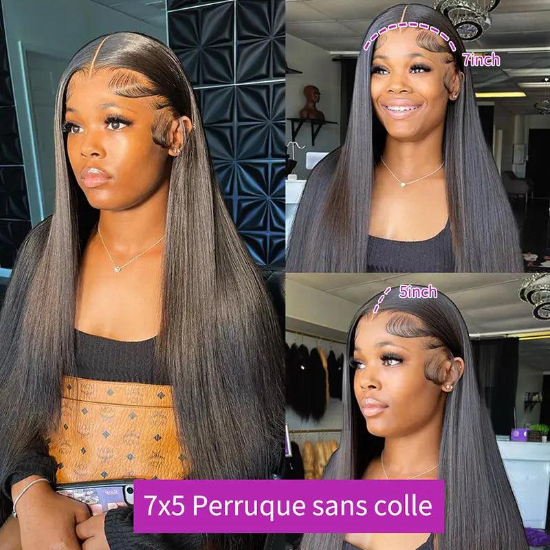 7X5 Glueless Upgraded Bleached Knots Wear Go Lisse Perruque cheveux humains - hjweavebeauty