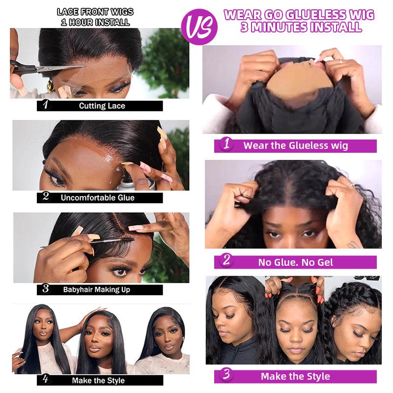 7X5 Glueless Upgraded Bleached Knots Wear Go Lisse Perruque cheveux humains - hjweavebeauty