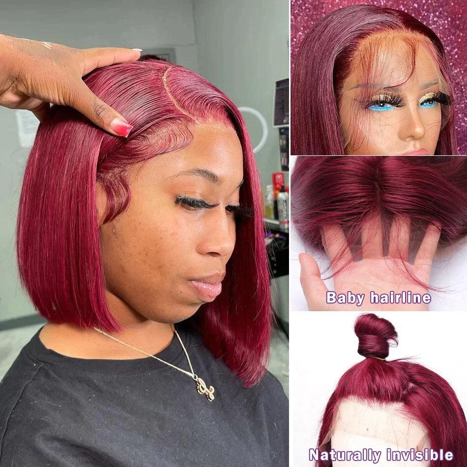 99J Bob Perruques Cheveux Humains Straight Brésiliens - hjweavebeauty