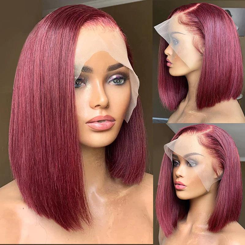 99J Bob Perruques Cheveux Humains Straight Brésiliens - hjweavebeauty