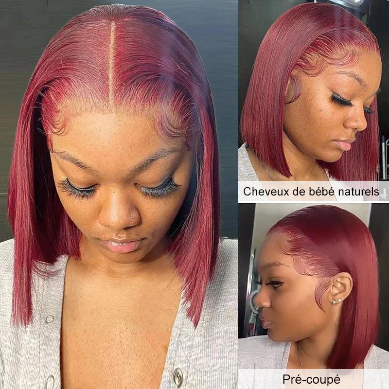 99J Bob Perruques Cheveux Humains Straight Brésiliens - hjweavebeauty
