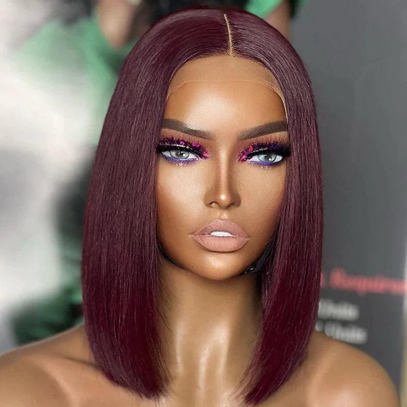 99J Couleur Bob Perruques Cheveux Humains Straight Brésiliens - hjweavebeauty