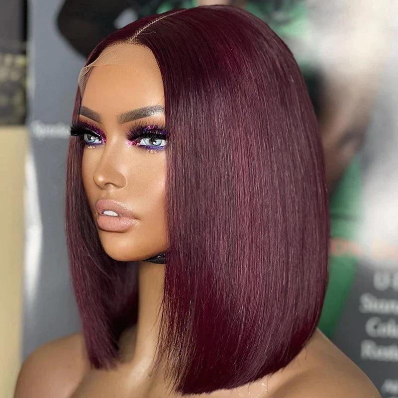 99J Couleur Bob Perruques Cheveux Humains Straight Brésiliens - hjweavebeauty