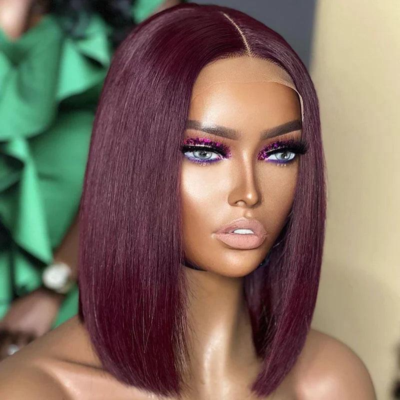 99J Couleur Bob Perruques Cheveux Humains Straight Brésiliens - hjweavebeauty