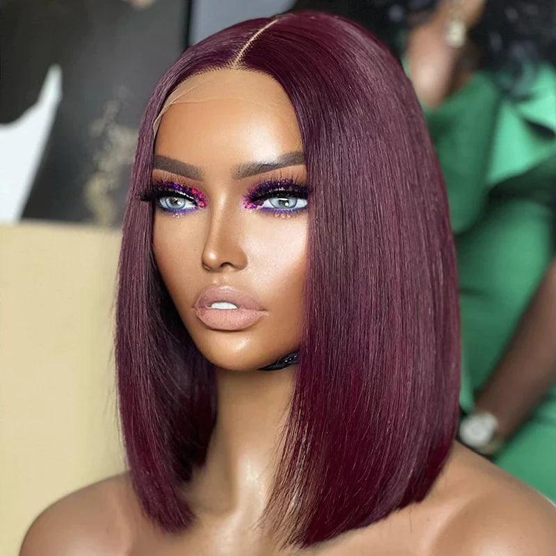 99J Couleur Bob Perruques Cheveux Humains Straight Brésiliens - hjweavebeauty