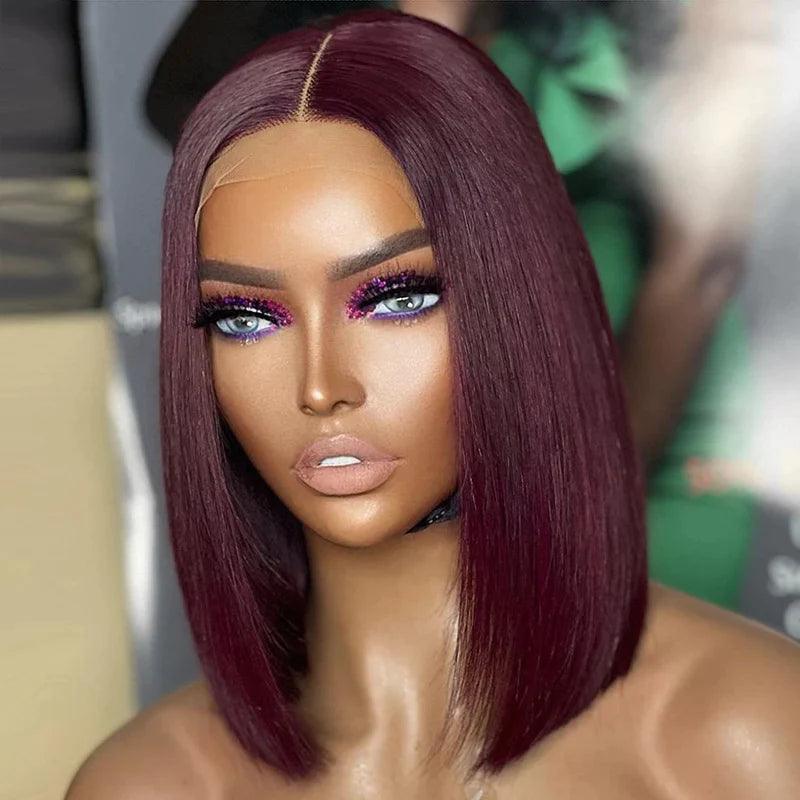 99J Couleur Bob Perruques Cheveux Humains Straight Brésiliens - hjweavebeauty