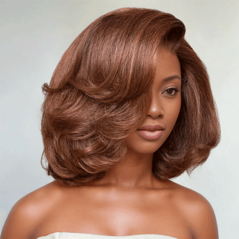 9x6 Couche C Partie Glueless Brun Blond Mixte/Naturel Bob Sans Colle