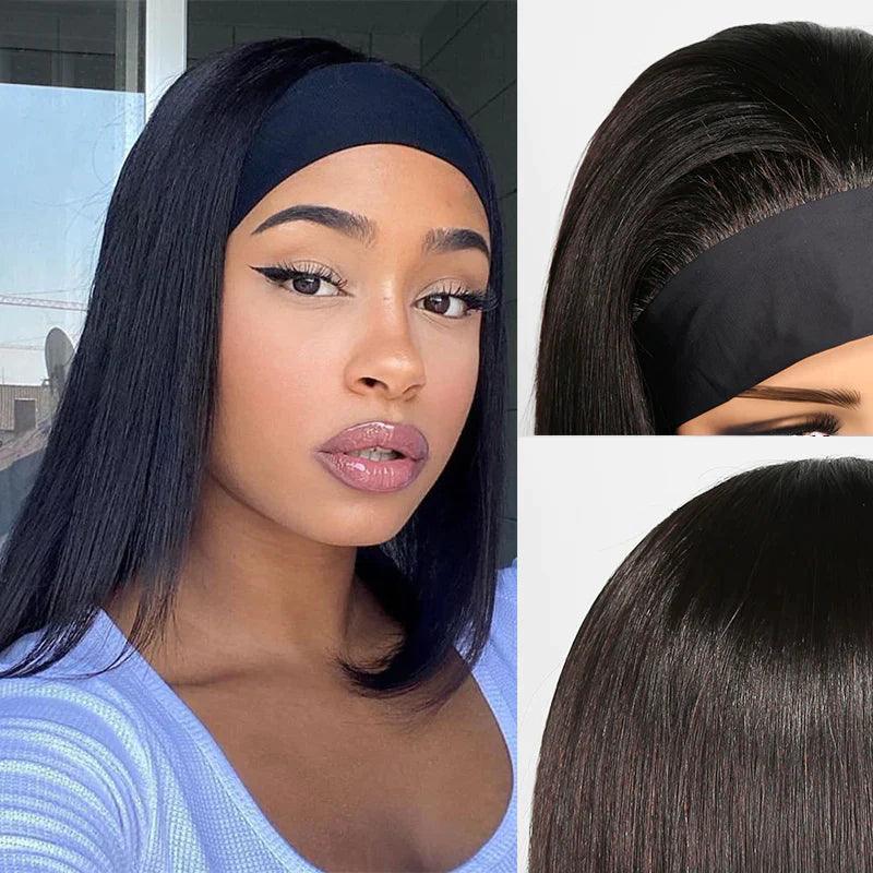 Bandeau Perruque Bob Cheveux Humains Brésiliens Straight - hjweavebeauty