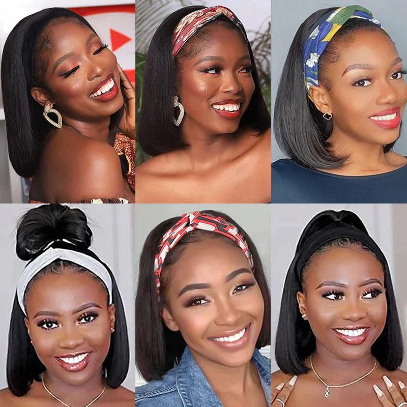Bandeau Perruque Bob Cheveux Humains Brésiliens Straight - hjweavebeauty