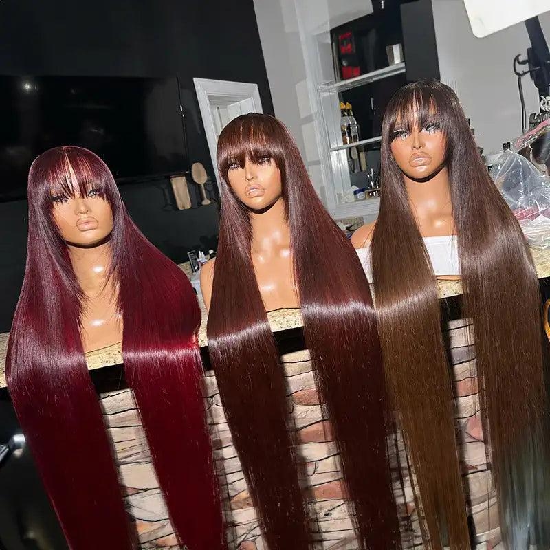 Frange Coloré Perruque Cheveux Humains Brésilien Lisse - hjweavebeauty