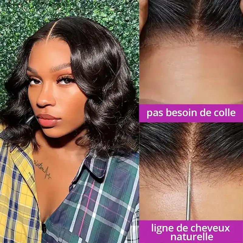 Glueless Bob Perruque Sans Colle Wear Go Cheveux Humains Body Wave - hjweavebeauty