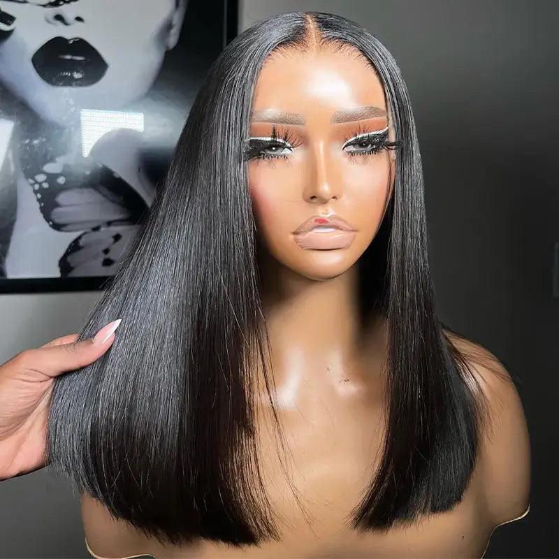 Glueless Bob Perruque Sans Colle Wear Go Cheveux Humains Lisse - hjweavebeauty