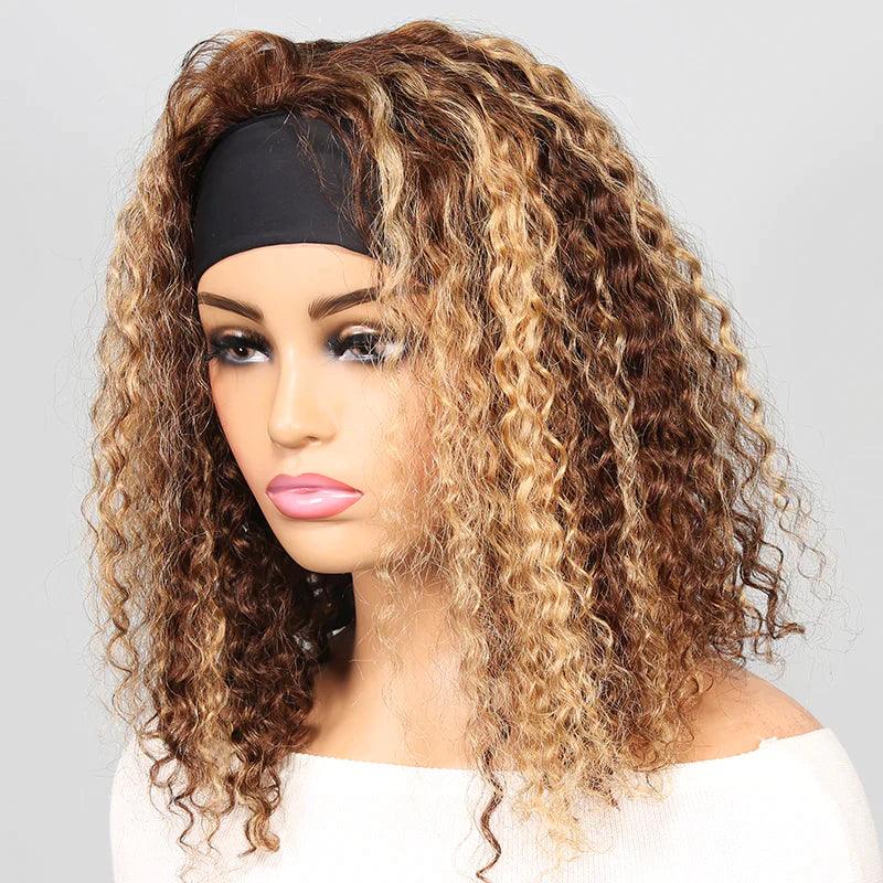 Ombre Bandeau Perruque Bob Cheveux Humains Brésiliens Bouclé - hjweavebeauty