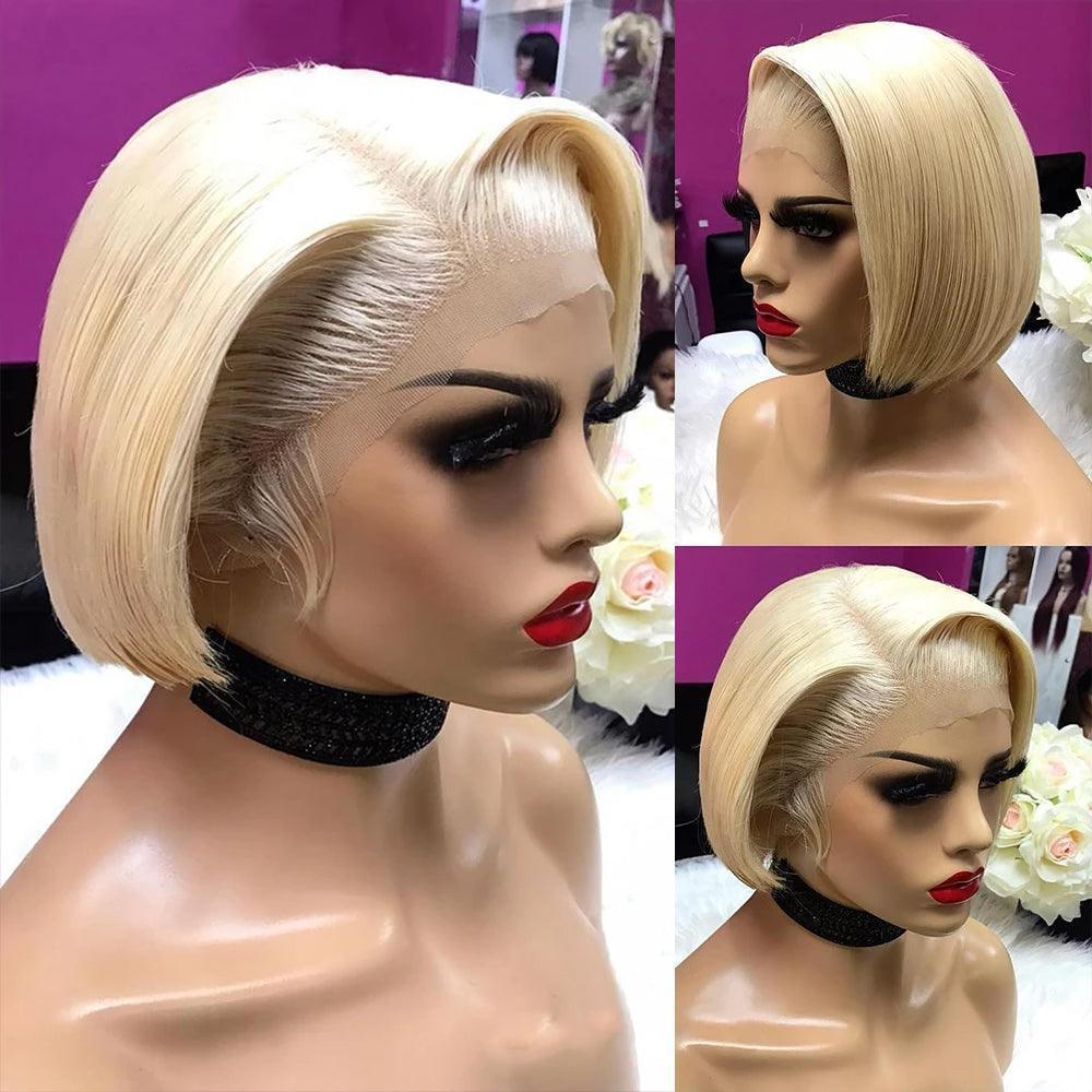 Perruque Blonde Pixie Cut Straight Perruques Cheveux Humains - hjweavebeauty