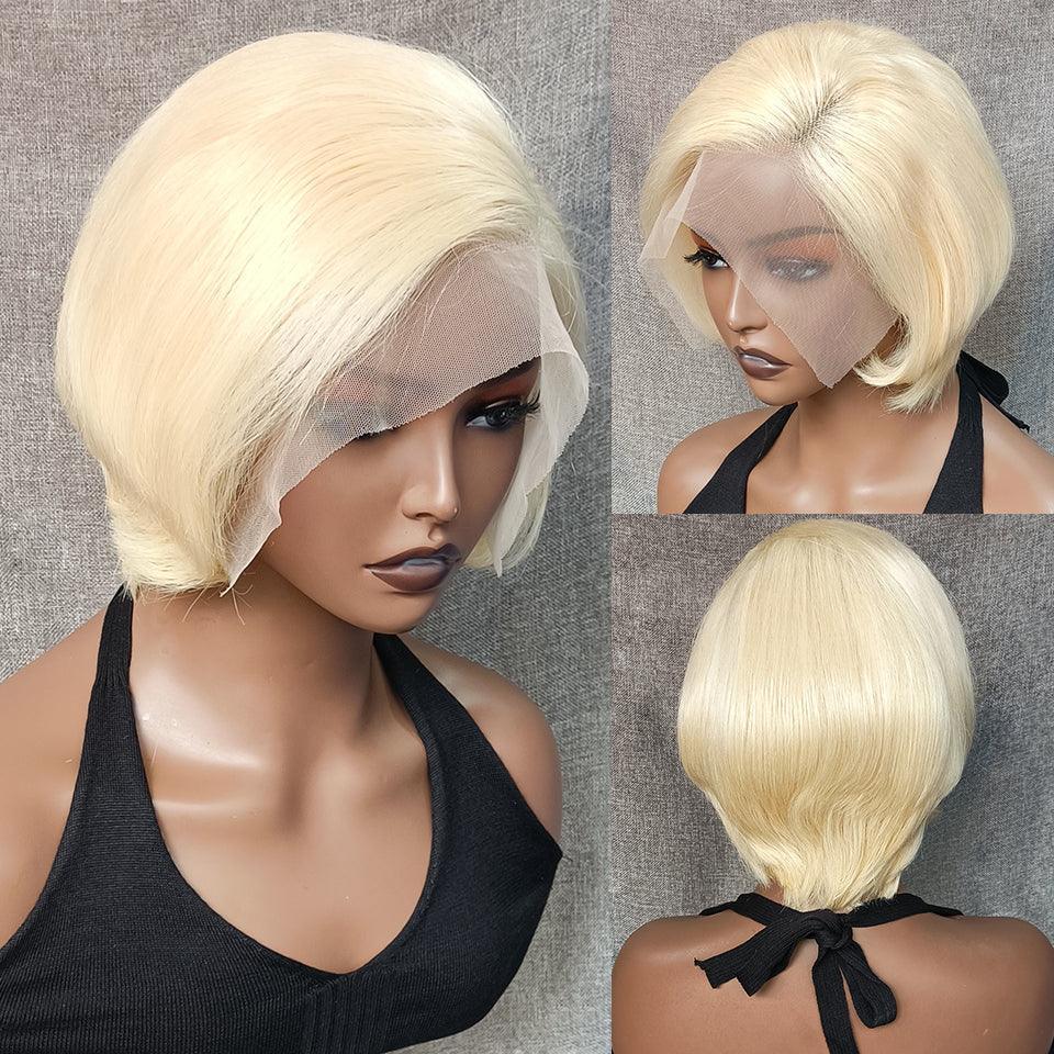 Perruque Blonde Pixie Cut Straight Perruques Cheveux Humains - hjweavebeauty