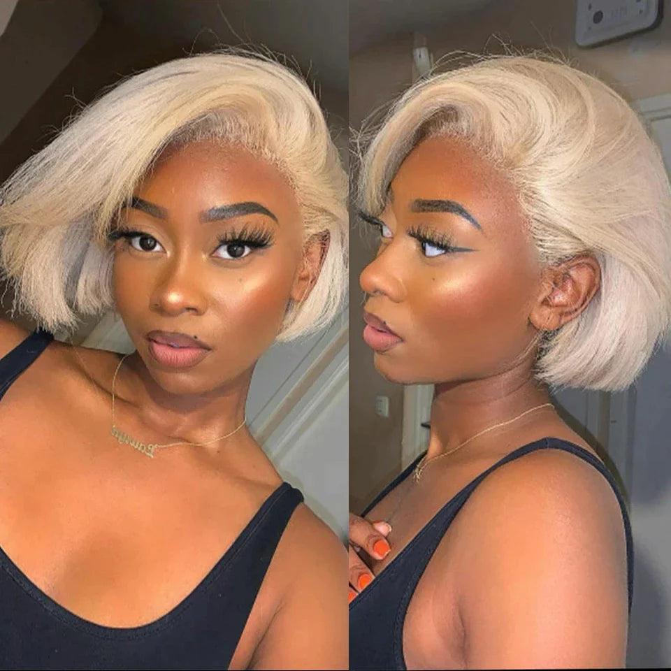 Perruque Blonde Pixie Cut Straight Perruques Cheveux Humains - hjweavebeauty
