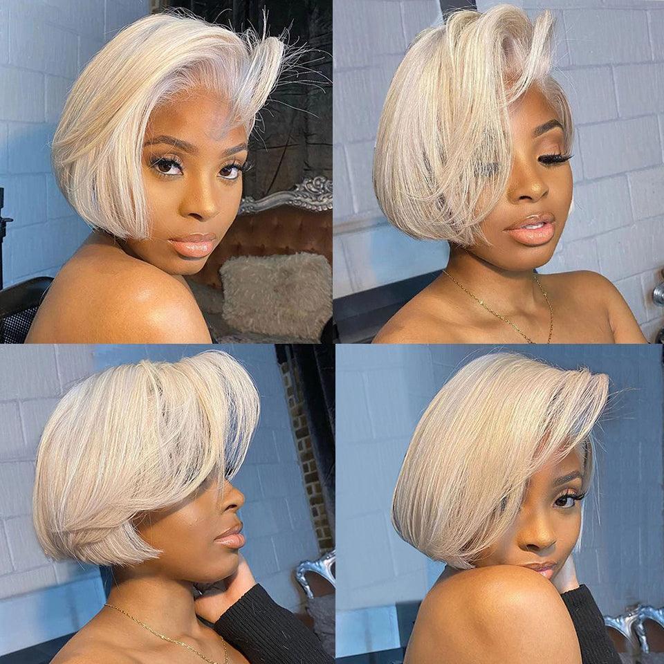 Perruque Blonde Pixie Cut Straight Perruques Cheveux Humains - hjweavebeauty