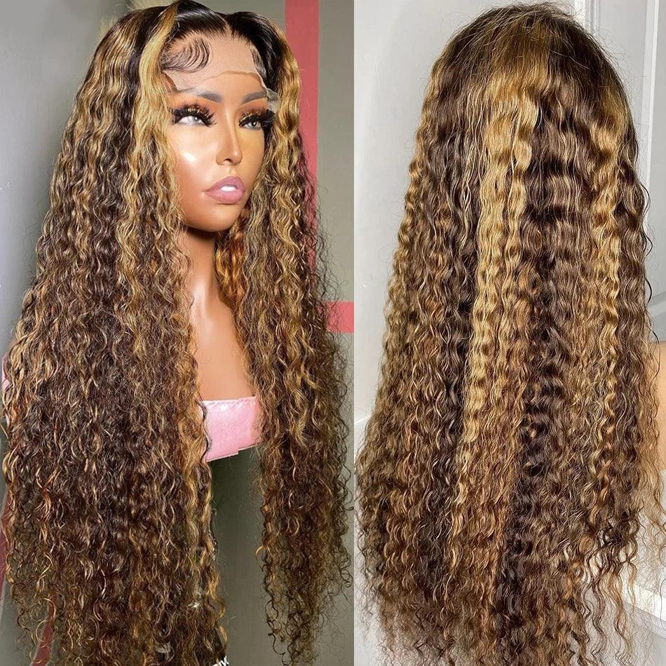 Perruques Colorées En Cheveux Humains Ombre Brésilien Deep Curly - hjweavebeauty