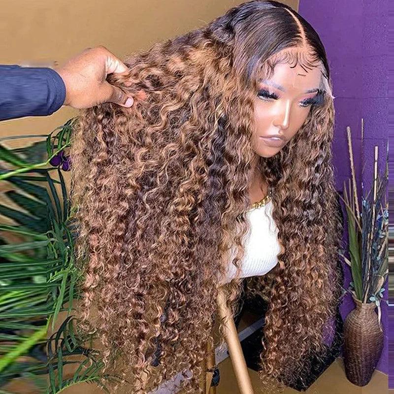 Perruques Colorées En Cheveux Humains Ombre Brésilien Deep Curly - hjweavebeauty