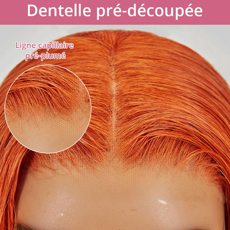 9x6 Glueless Attraction Du Regard Couleur Gingembre Perruque Sans Colle Lisse